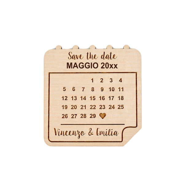 Save the Date in legno con calendario