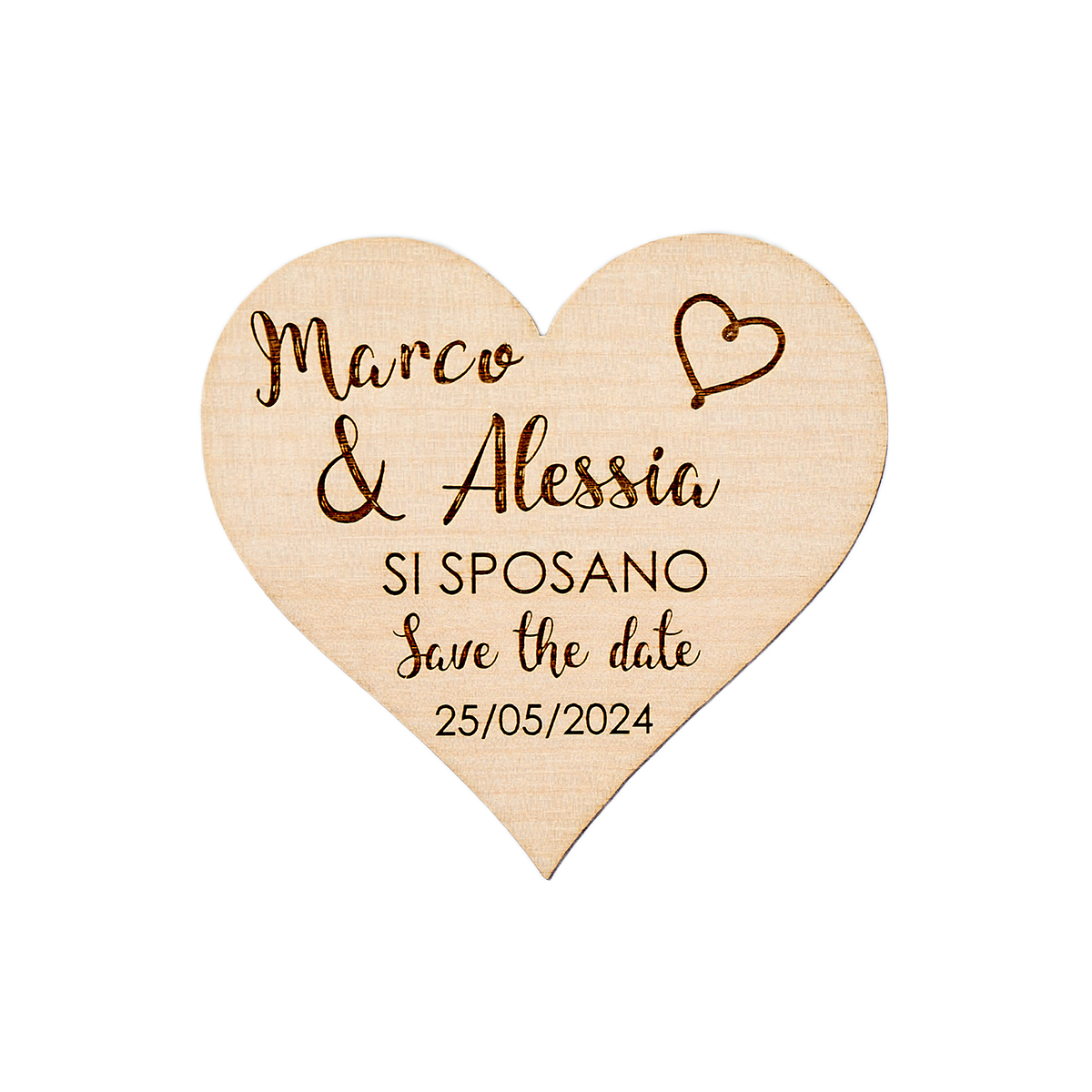 Magnete "Save the date" sposi a forma di cuore