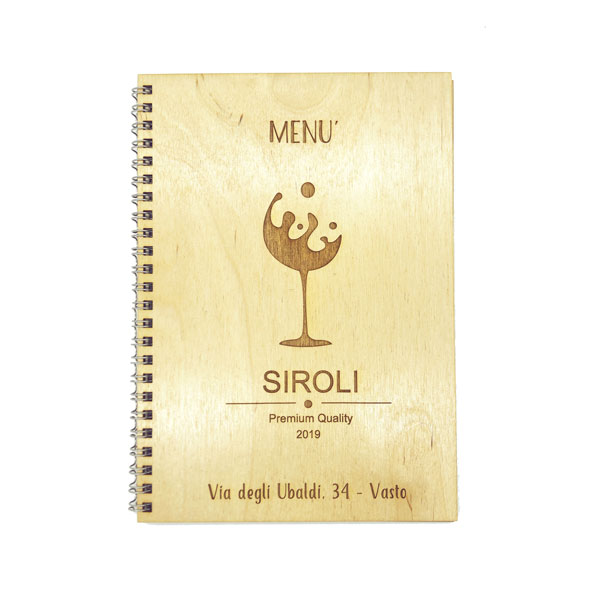 menù carta dei vini in legno personalizzato