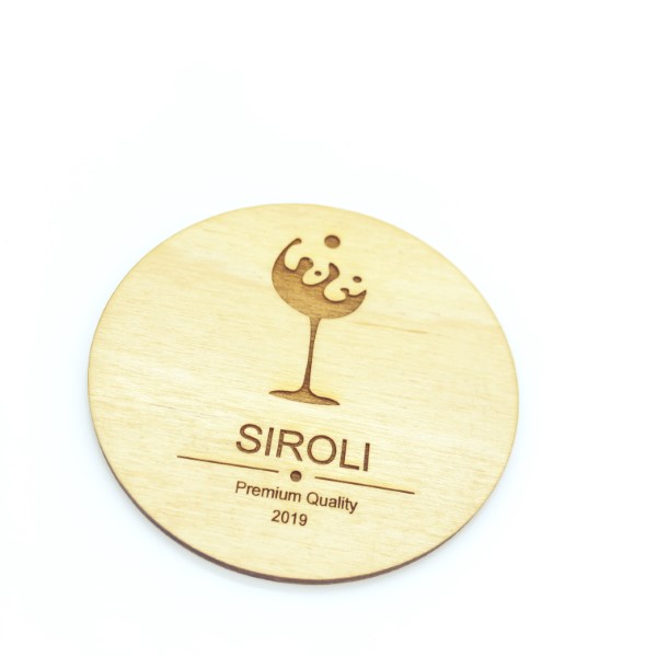 sottobichiere tondo in legno logo personalizzato