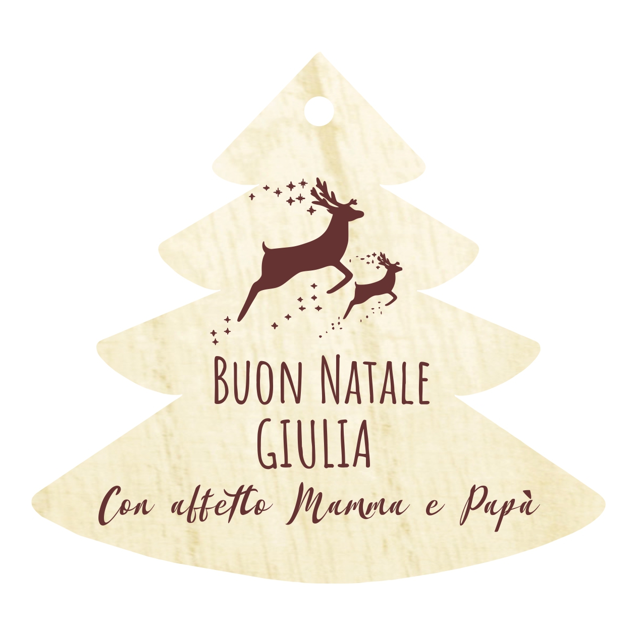 Decorazione per Albero di Natale in legno - Albero con Renne
