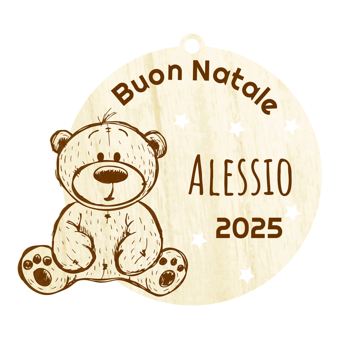 Decorazione per Albero di Natale in legno - Orsacchiotto