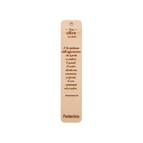 Segnalibro in legno personalizzabile con frase famosa - Muhammad Ali