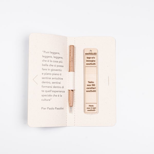 Set segnalibro personalizzabile + penna in legno personalizzabile