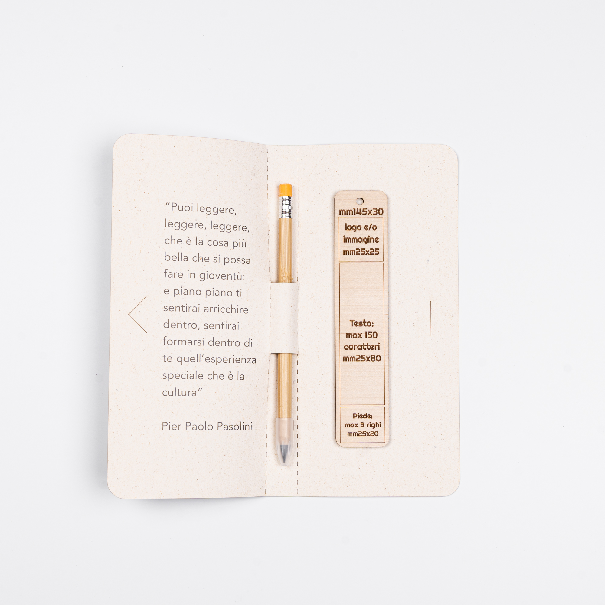 Set segnalibro + penna in legno personalizzabile