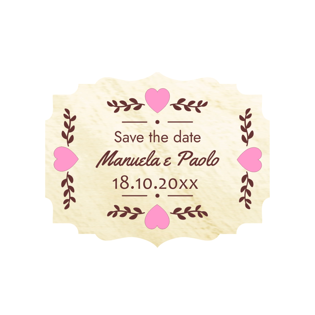 Save the Date in legno - Cornice con inserti in acrilico pastello