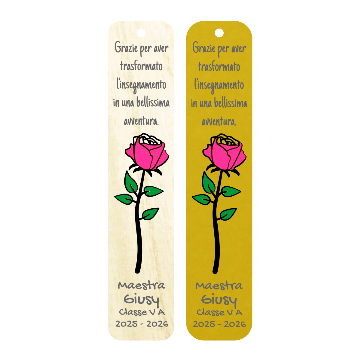 Segnalibro per maestre - Rosa a colori