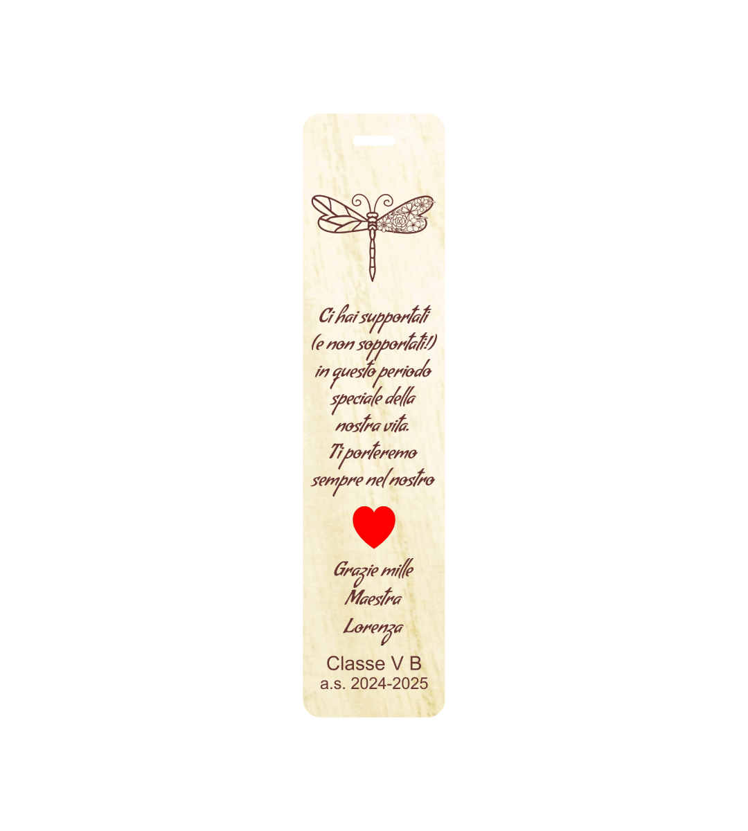segnalibro regalo maestre in legno personalizzabile