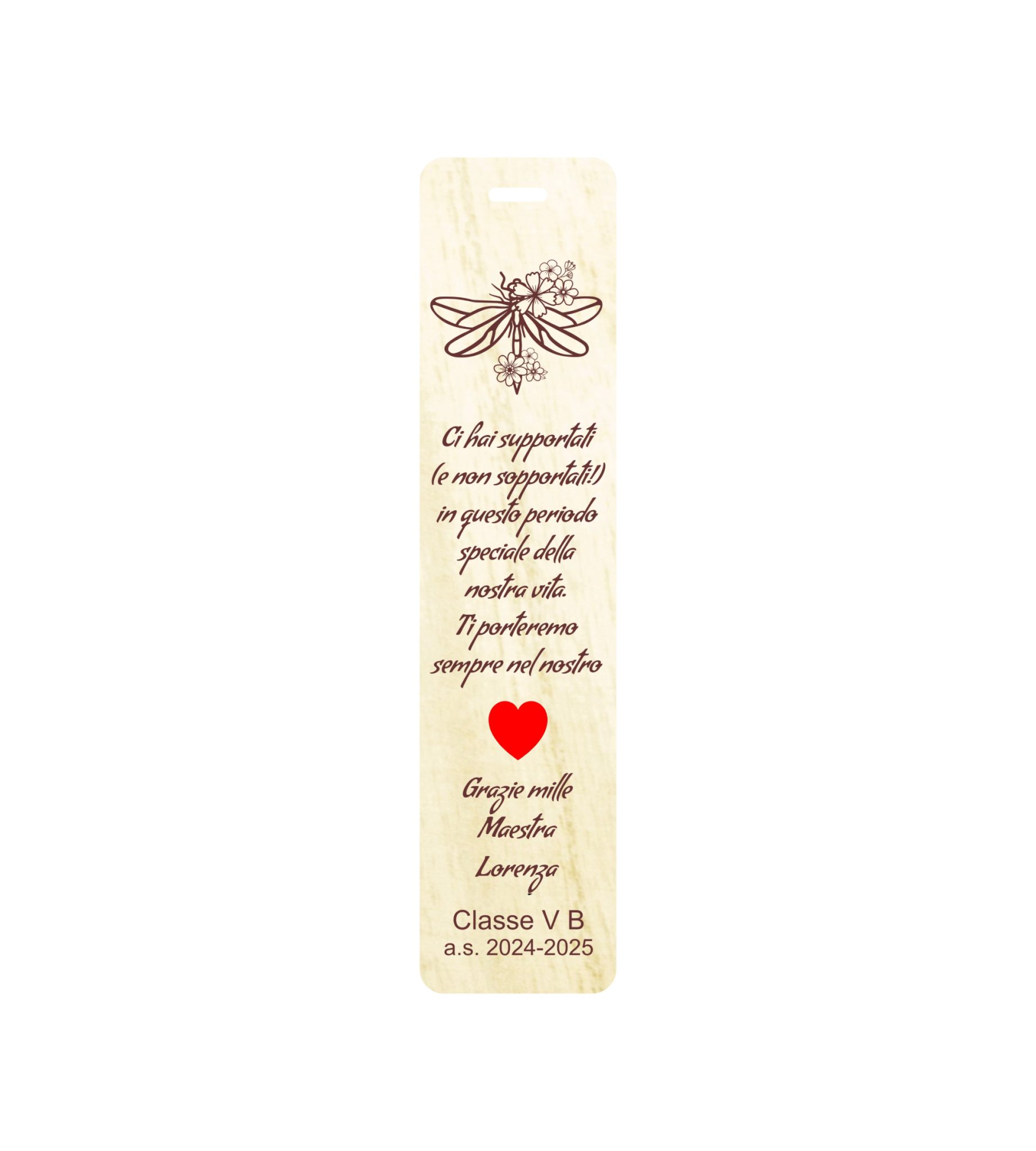 segnalibro regalo maestre in legno personalizzabile