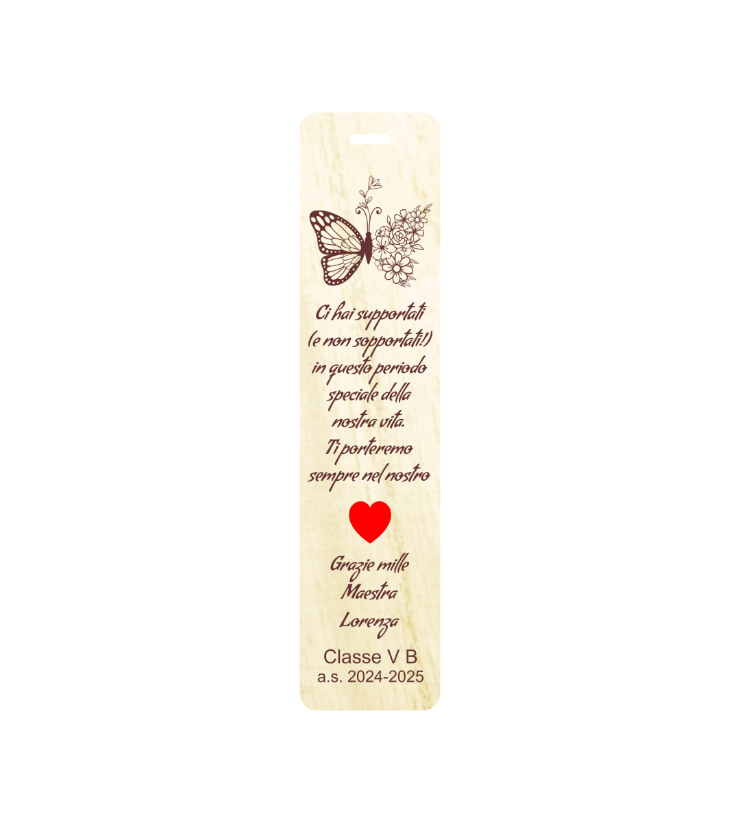 segnalibro regalo maestre in legno personalizzabile
