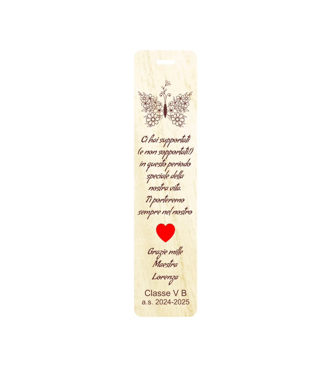 segnalibro regalo maestre in legno personalizzabile