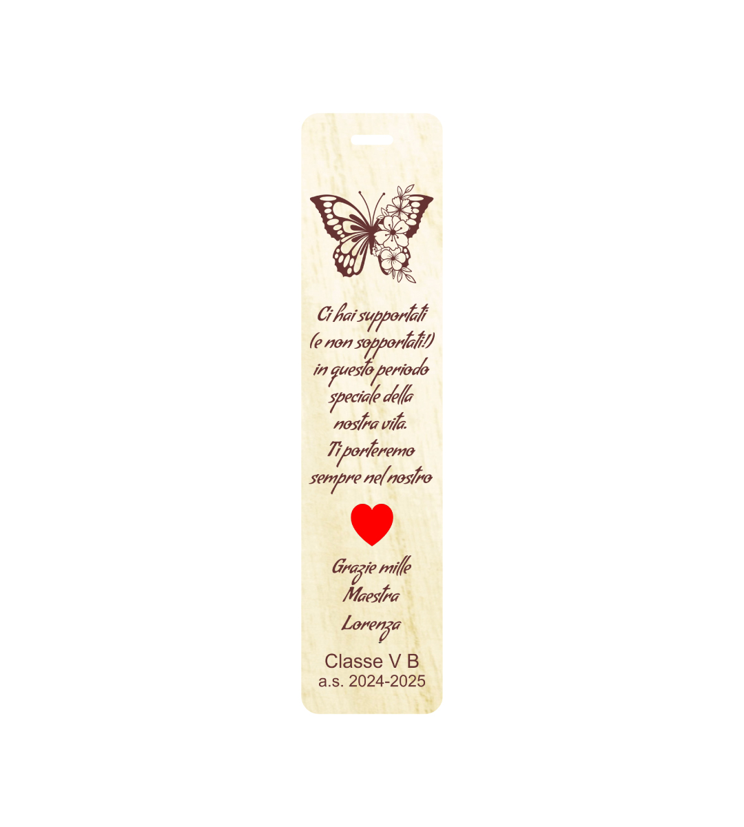 segnalibro regalo maestre in legno personalizzabile