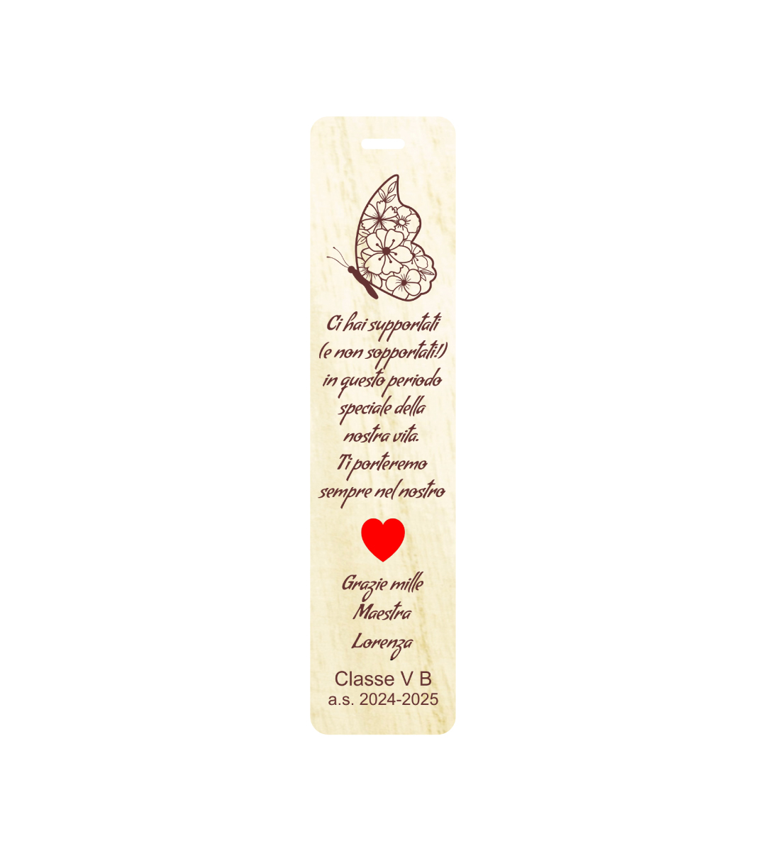 segnalibro regalo maestre in legno personalizzabile