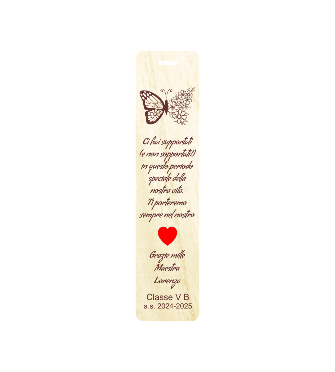 segnalibro regalo maestre in legno personalizzabile