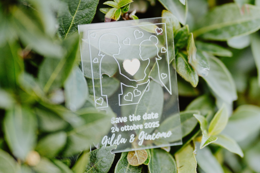 save the date in plexiglass personalizzato elegante