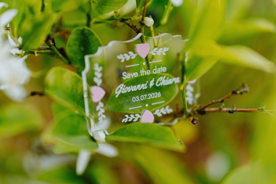 save the date in plexiglass con inserti pastello