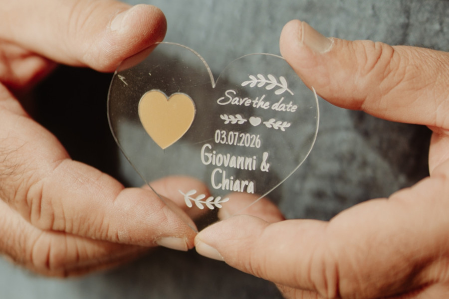 save the date personalizzato in plexiglass
