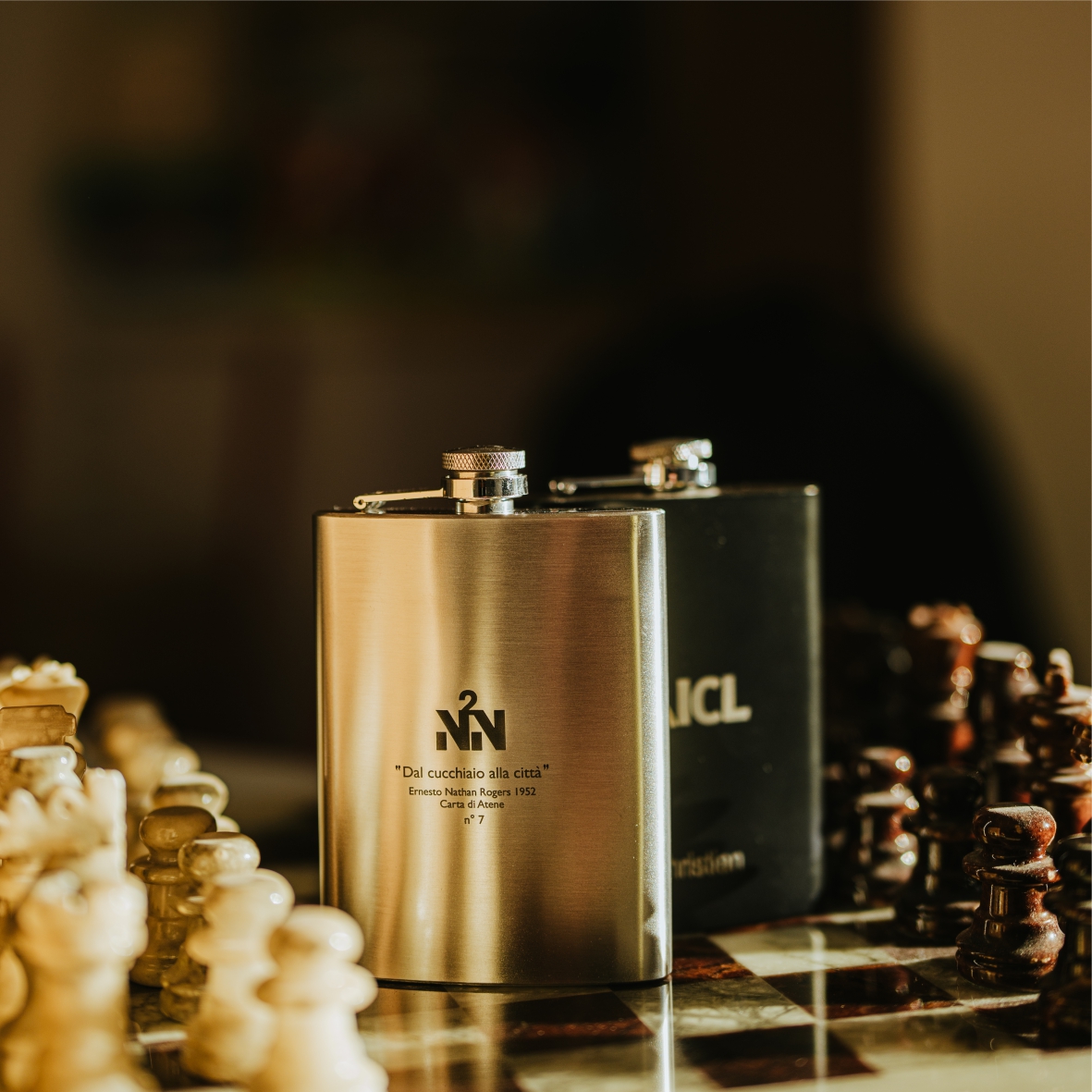 fiaschetta in acciao inox con scritta laser personalizzata