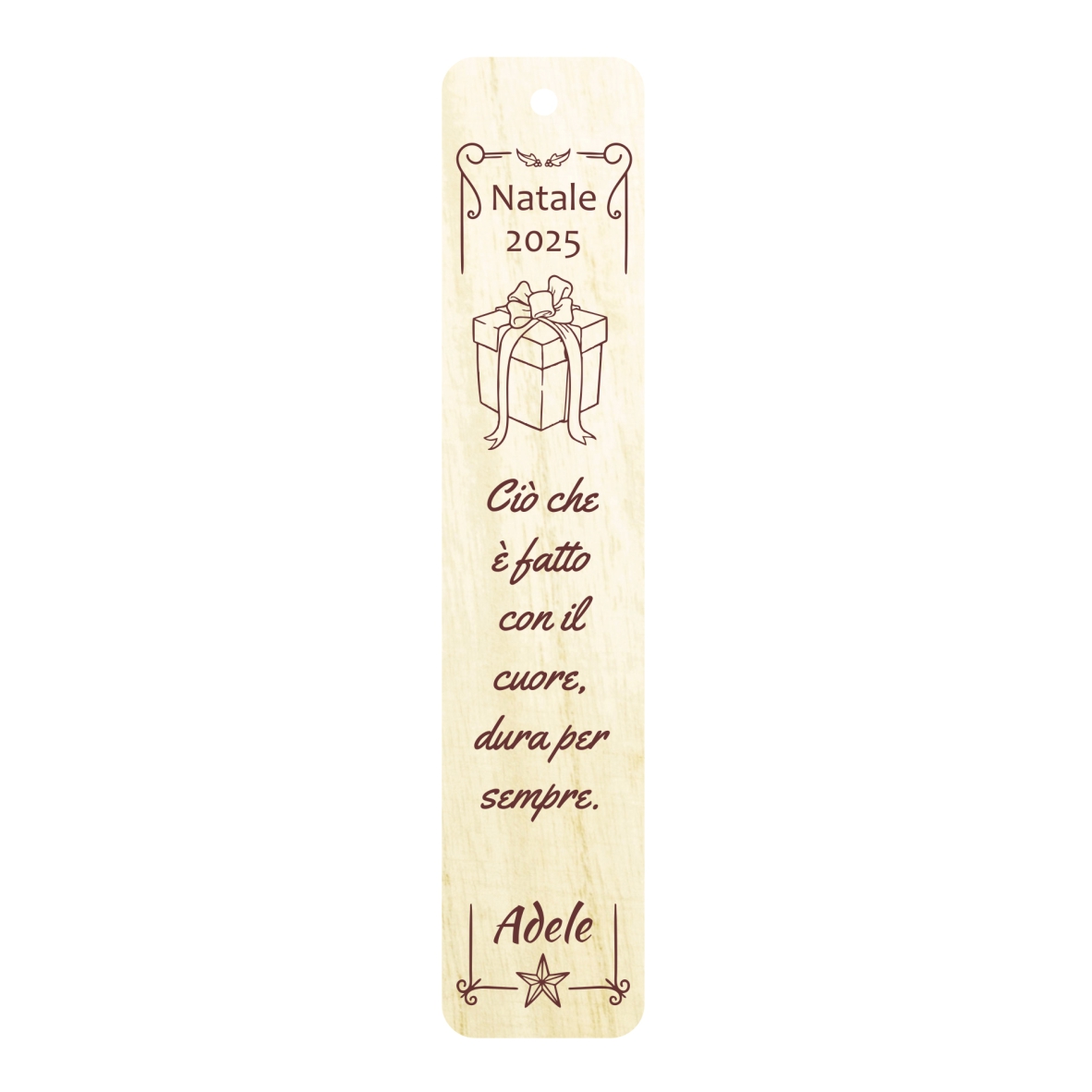 segnalibro in legno personalizzabile per idea regalo di Natale