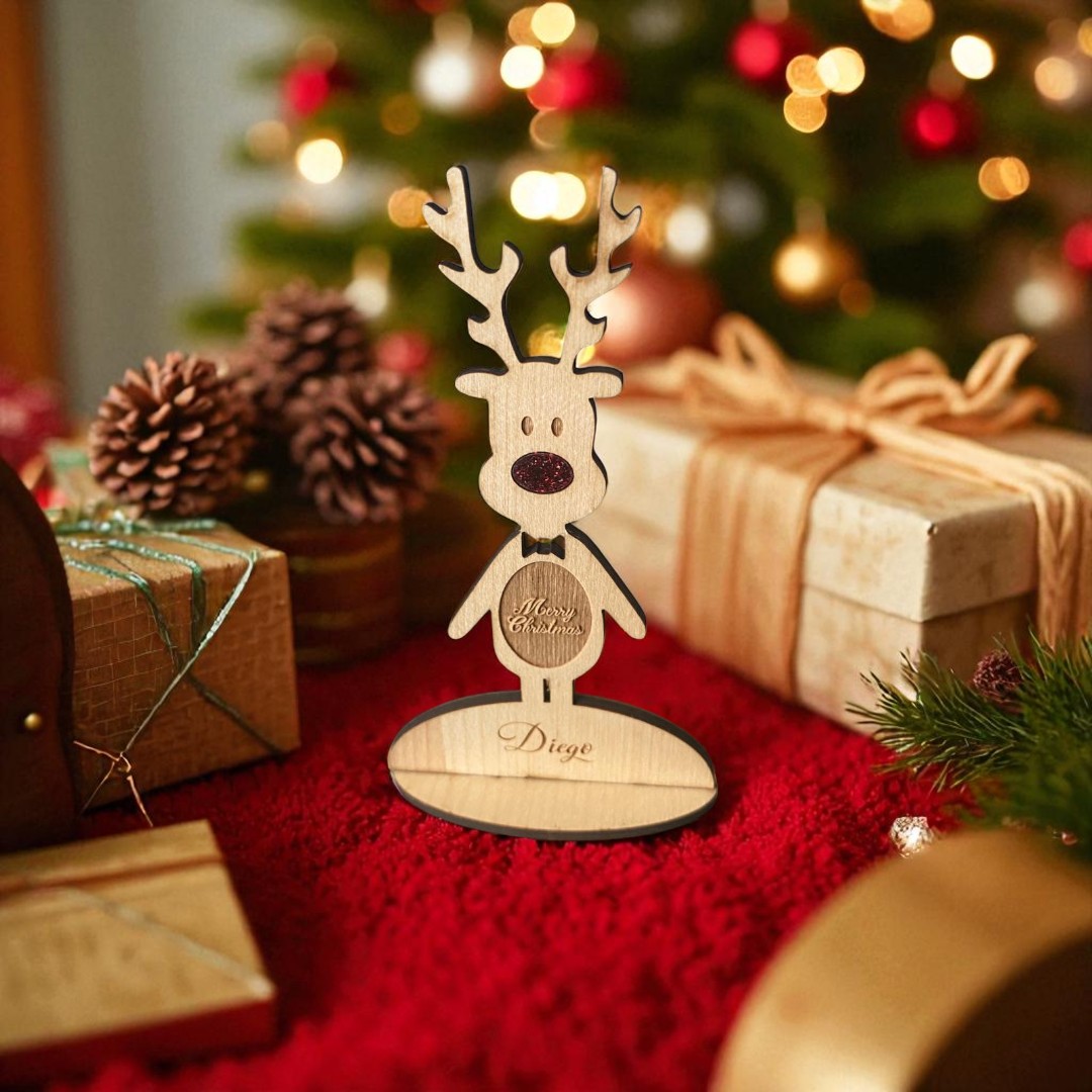 Segnaposto di Natale in legno personalizzabile con incisione laser