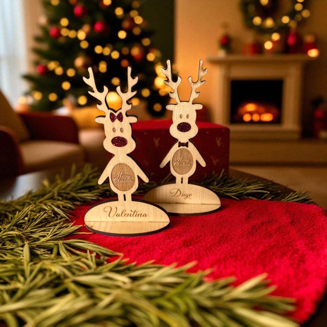 Segnaposto di Natale in legno personalizzabile con incisione laser