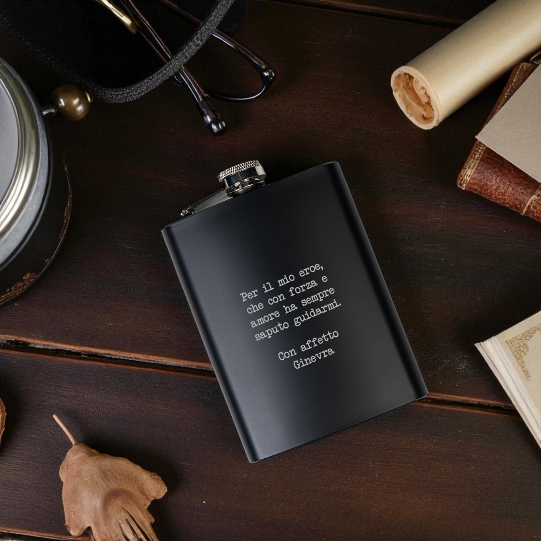 Fiaschetta in acciaio inox personalizzabile con incisione laser - nero