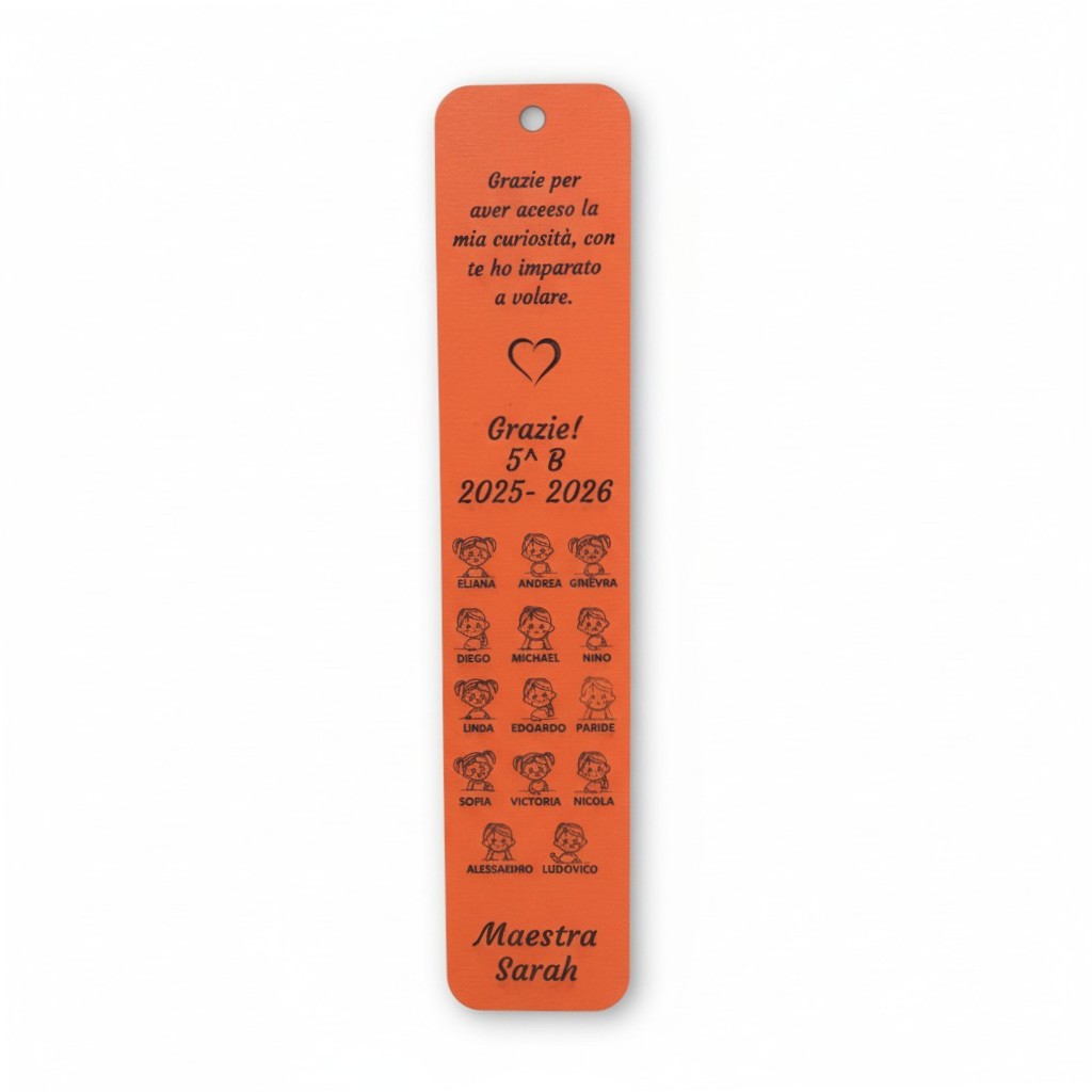 Kit Segnalibro per maestre in legno acero neutro e colorato + penna legno Alice - immagine 15