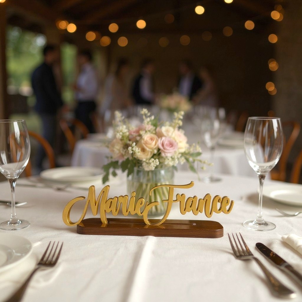 segnaposto con base personalizzato con nome invitato